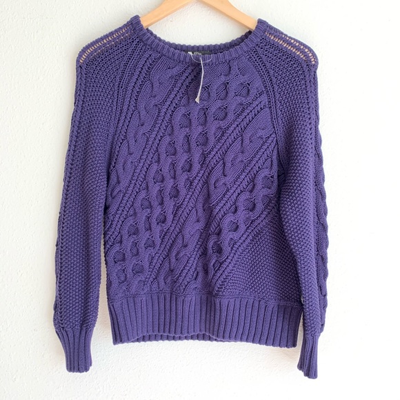 Nwt J Crew Diagonal Cableknit Crew Neck 